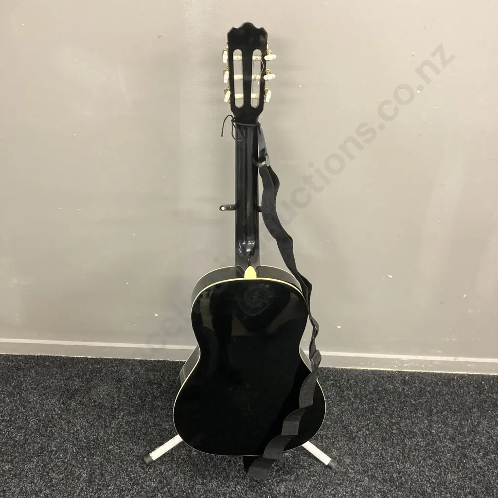 Ashton CG34BK 3/4 Size Classical Black Guitar With Guitar Strap & Bag Image 1++